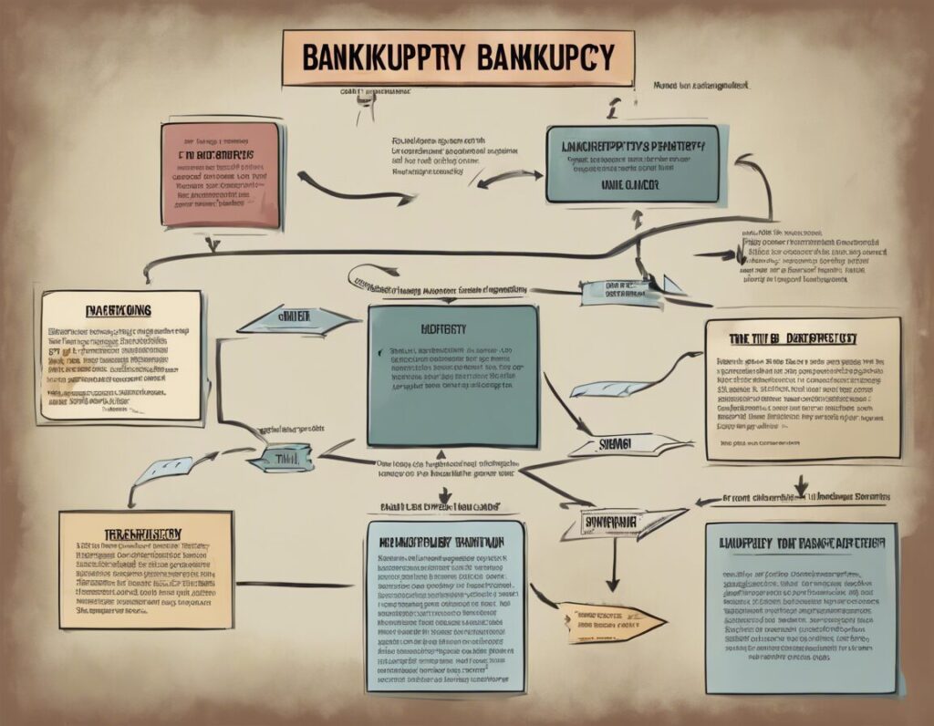 Блок-схема, показывающая процесс банкротства